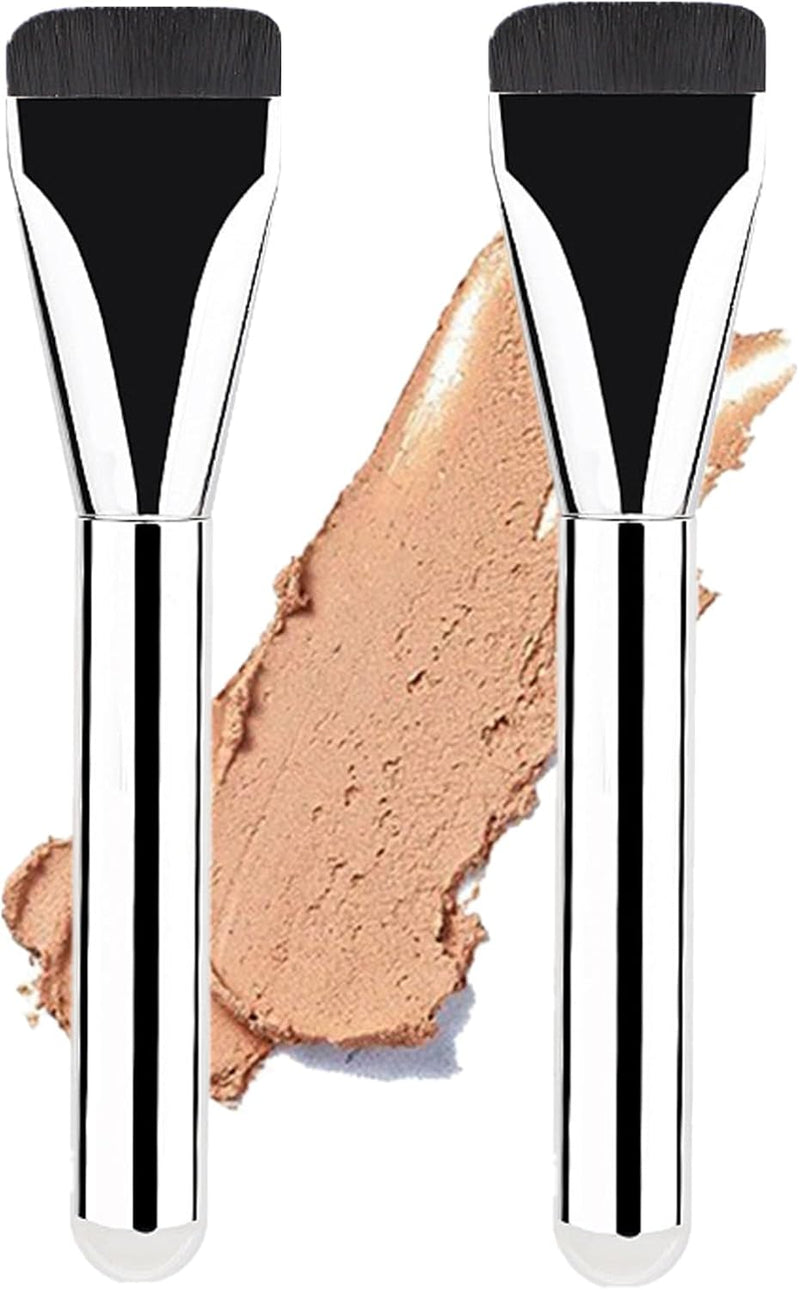 Oasisgalore Ultra Thin Flat Head Foundation Brush,Flat Foundation Brush for Liquid Makeup Soft Compact Flat Makeup Brush, Premium Flat Brush Makeup for Woman Girl (2 PCS)