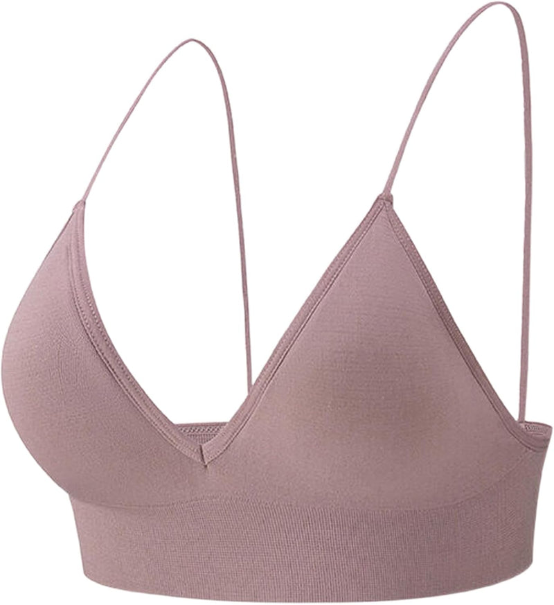 Dress Cici Women'S V Neck Triangle Strappy Sport Bra With Strappy Shoulder Strap