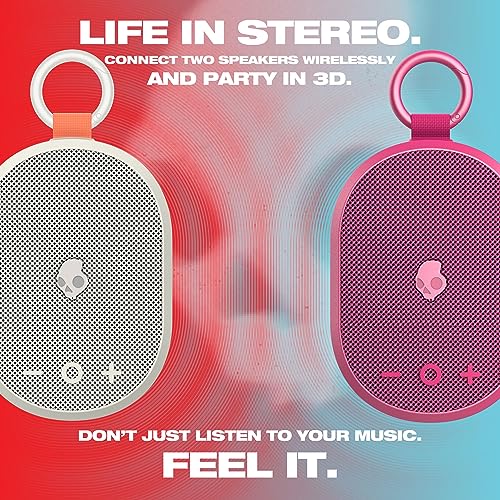 Skullcandy Kilo Wireless Bluetooth Speaker - IPX7 Waterproof Mini Bluetooth Speaker with 24 Hour Battery, Downward Firing Passive Radiator, and True Wireless Pairing - Perfect for Outdoor (Bone)