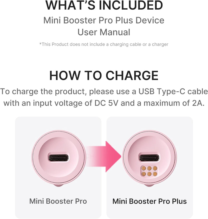 Mini Booster Pro Plus Facial Device for Radiant, Calming, and Bouncy-Looking Skin Red, Blue, Purple 3-Mode Portable Korean Skincare Device, At Home Care Pink