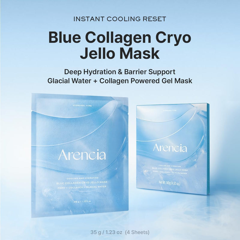 PDRN Blue Collagen Hydrogel Face Mask with Glacial Water for Cooling & Hydration, Skin Soothing & Firm-Looking Care, Korean Skincare, 35 g x 4 ea
