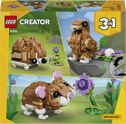 Creator 3in1 Cute Hamster with a Flower Toy - Animal Figure Transforms into a Hedgehog or Eagle - DIY Room Decor Idea - Birthday Gift for 7+ Year Old Girls & Boys - 31376