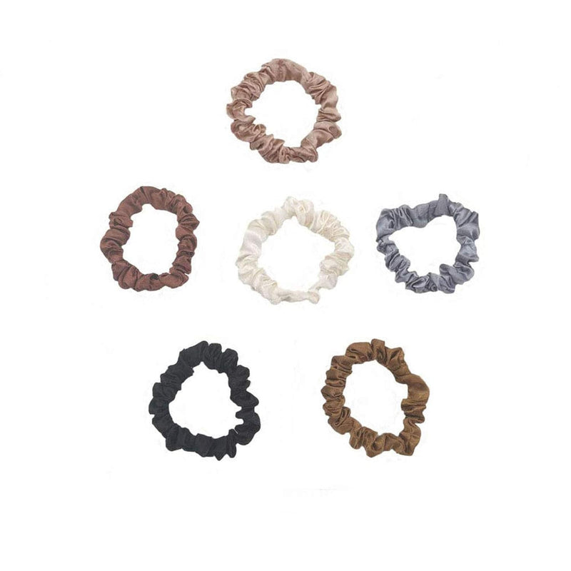 MOFEINI 6 Pcs Silk Hair Scrunchies Soft & Comfortable Small Silk Scrunchy Skinny Hair Ties Bows Ropes Elastics Ponytail Holders for Women Girls Hair Accessories