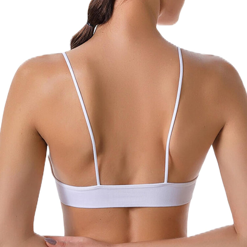 Dress Cici Women'S V Neck Triangle Strappy Sport Bra With Strappy Shoulder Strap