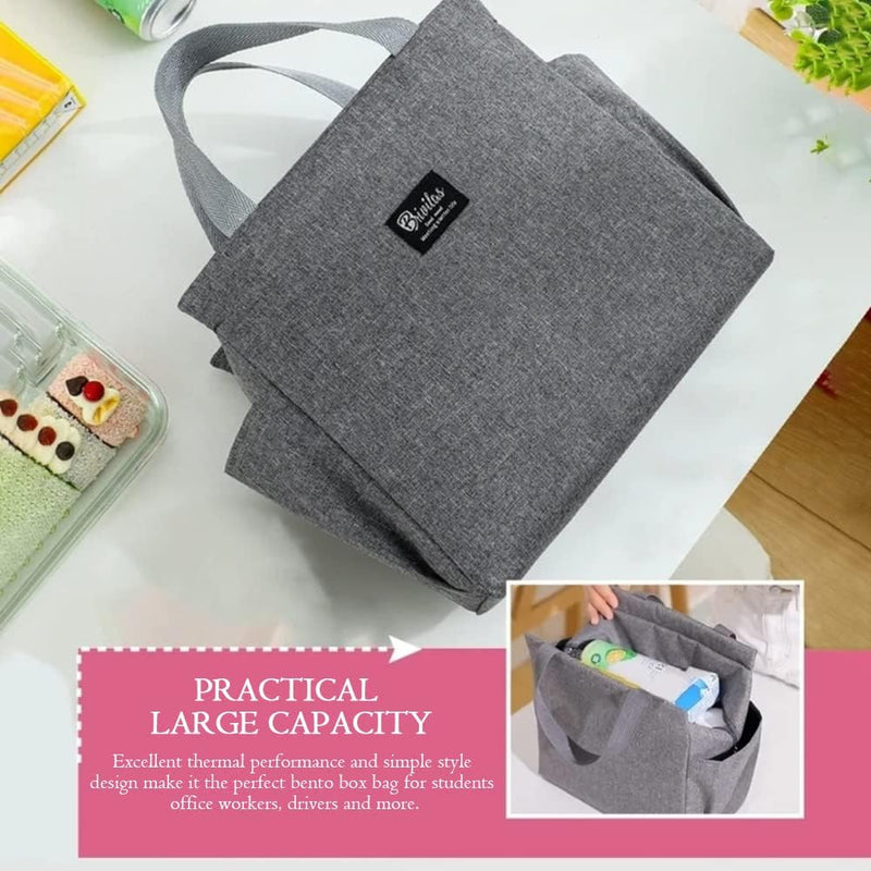 Lunch Bag for Office Picnic Camping School with Side Pockets, Insulated Tiffin Bags Thermal Bento Box for Men Women Kids