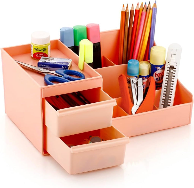Clazkit Cosmetic Organizer Box Drawers Storage Plastic Stationary Box | Make Up Organiser For Women