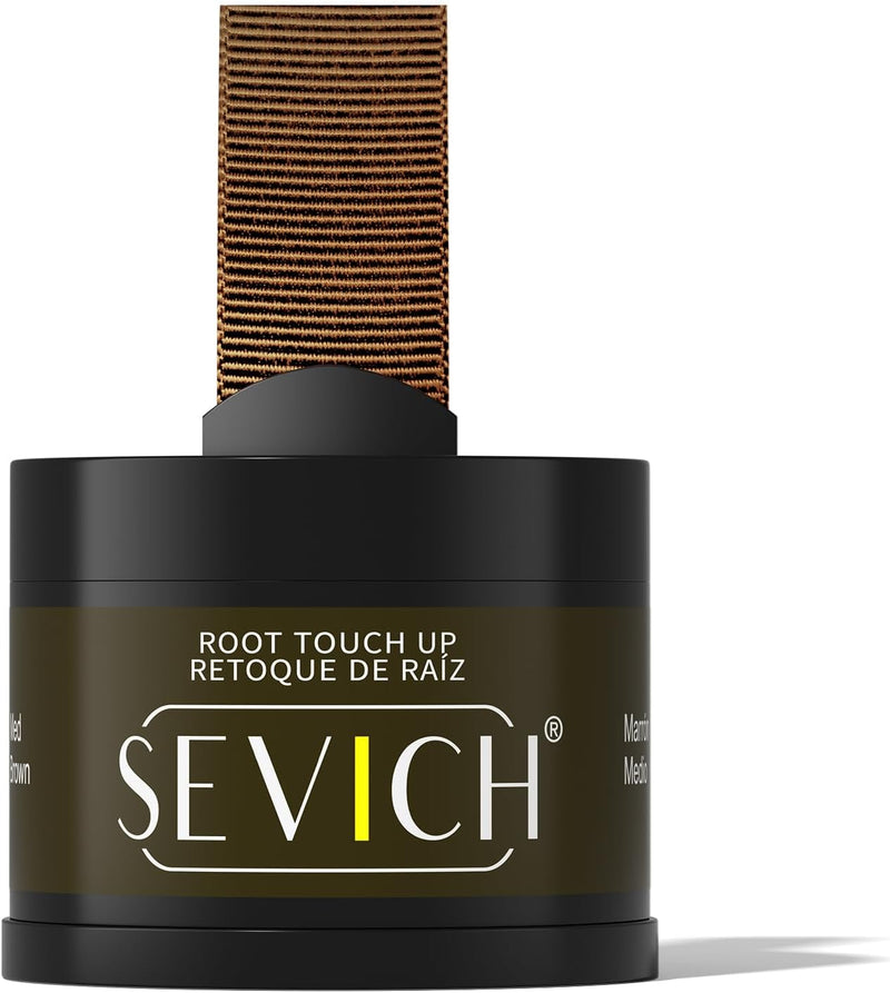Sevich Hairline Powder - Root Touch Up Instantly Hair Color for Thinning Gray Coverage - Bald Spot Concealing Hair Powder for Women & Men - 48Hour Waterproof & Sweatproof - Dark Brown - 4g med brown