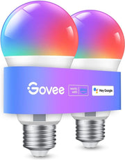 Smart Light Bulb E27, RGBWW Dimmable, 800LM, Pack of 2 WLAN Lamp with 16 million DIY colours, 54 scenes, voice control with Alexa and Google Assistant