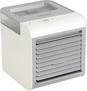 Olsenmark Mini Air Cooler OMF1877 3-in-1 Air Cooler, Humidifier & Purifier USB Rechargeable, 7-Color LED Light, Adjustable Vent, Portable for Home & Office White