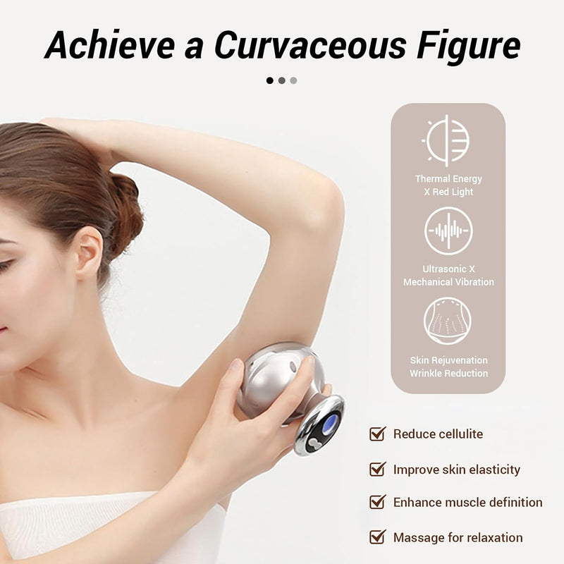 4-in-1 Multifunctional Cavitation Machine, Ultrasonic RF & LED Warm Vibration Fat Cellulite Remover for Skin Care, Home Use Portable Skin Tightening & Relaxation Massager Tool for Waist Thigh Arm Leg