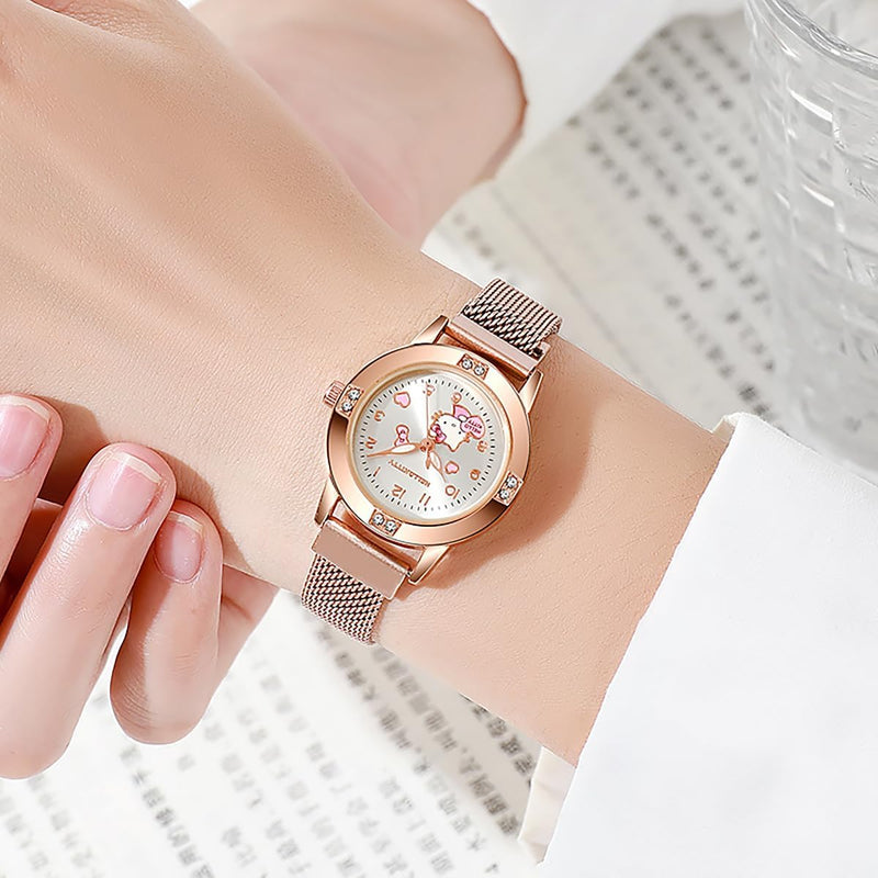 YWhalep 2 Packs Kids Watches for Girls, Toddler Watches Cute Cartoon Children Wrist Watch Easy Read Time Teacher Waterproof Watch