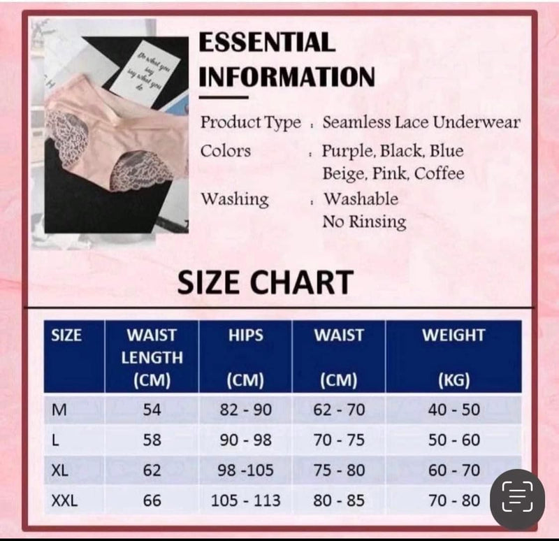 Women's Panties, Panty Set Briefs Underwear 6 PACKS Seamless Ladies Pantie Set, Lingerie with Lace Black,Magenta, Pink,Beige,Navy Blue,Coffee