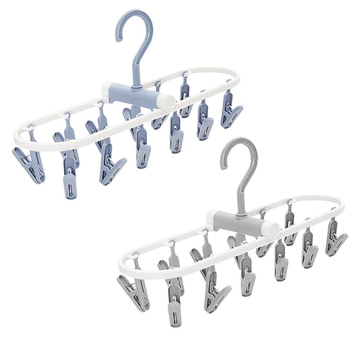 CooToly Foldable Clothes Drying Rack with 24Pcs Clips, [2Pack 12 Clips] Laundry Clips Hanger for Socks Underwear, Drying Towels and Baby Clothes