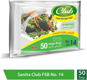 Sanita Club Food Storage Bags Biodegrdable 14 50 Bags, Large