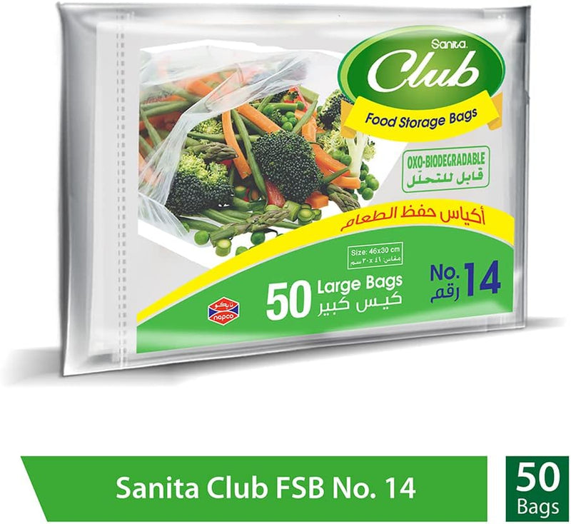 Sanita Club Food Storage Bags Biodegrdable 14 50 Bags, Large