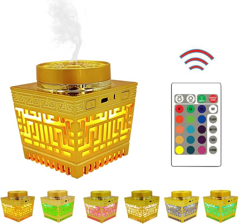 ACHAS Electric Bakhoor Incense Burner Portable Usb Rechargeable Arabic Electric Bukhoor (Gold)
