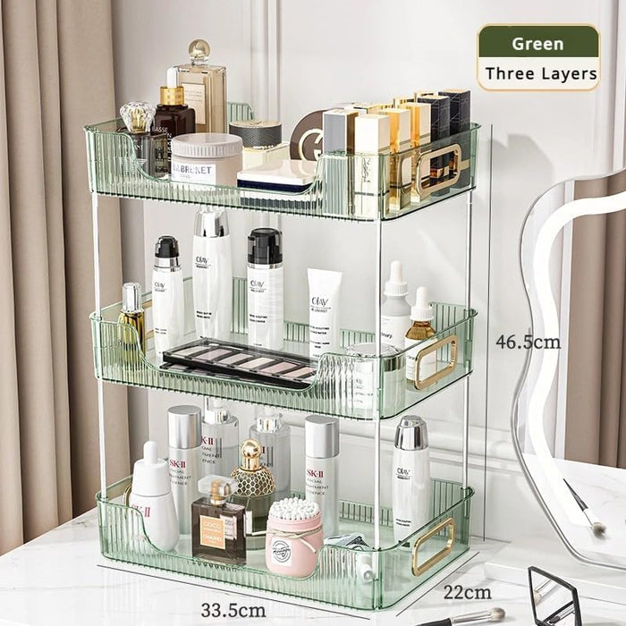 Generic Makeup Organizer Bathroom Organizer Shelf Acrylic Makeup Storage Rack Large Capacity Skincare Cosmetic Liptick Home Kitchen Desktop Holder(3 layer Grey)