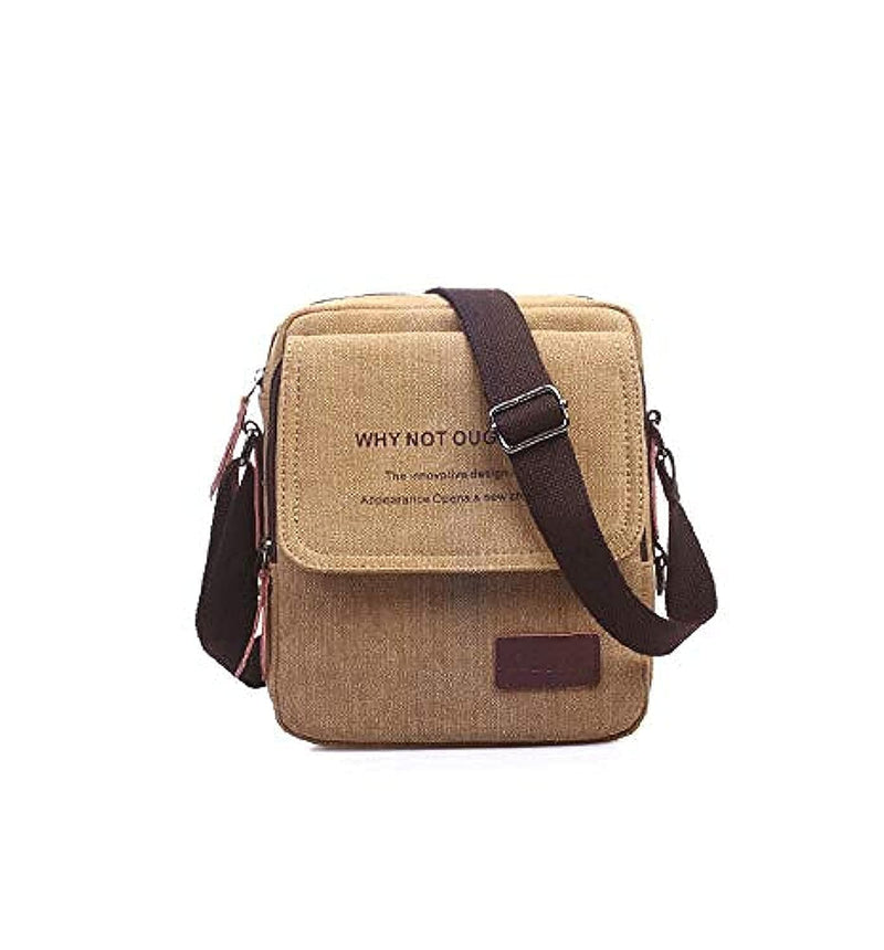 Fashion Shoulder Bag For Men Stylish Brown Canvas Crossbody Bag Korean Style HandBag For Male