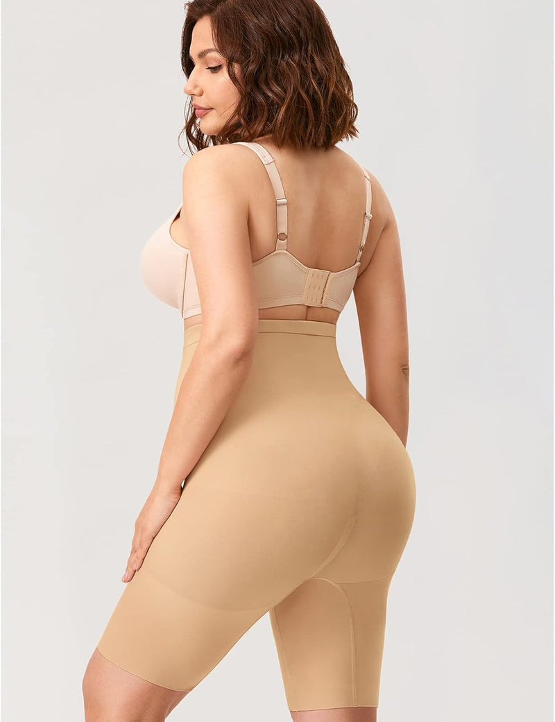 DELIMIRA Women's Shapewear Shorts Panties Tummy Control Plus Size Thigh Slimmer High Waist