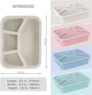NimbusNote 4 Pack Bento Lunch Box, 4 Compartment Wheat Straw Meal Prep Containers for Kids/Toddle/Adults, BPA Free Reusable Food Snack Storage Containers, Durable Bento Box for School, Work and Travel