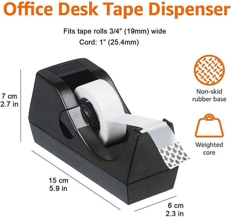 MARKQ Desk Tape Dispenser, Non-Skid Base Tape Roll Dispenser for School, Home, Office