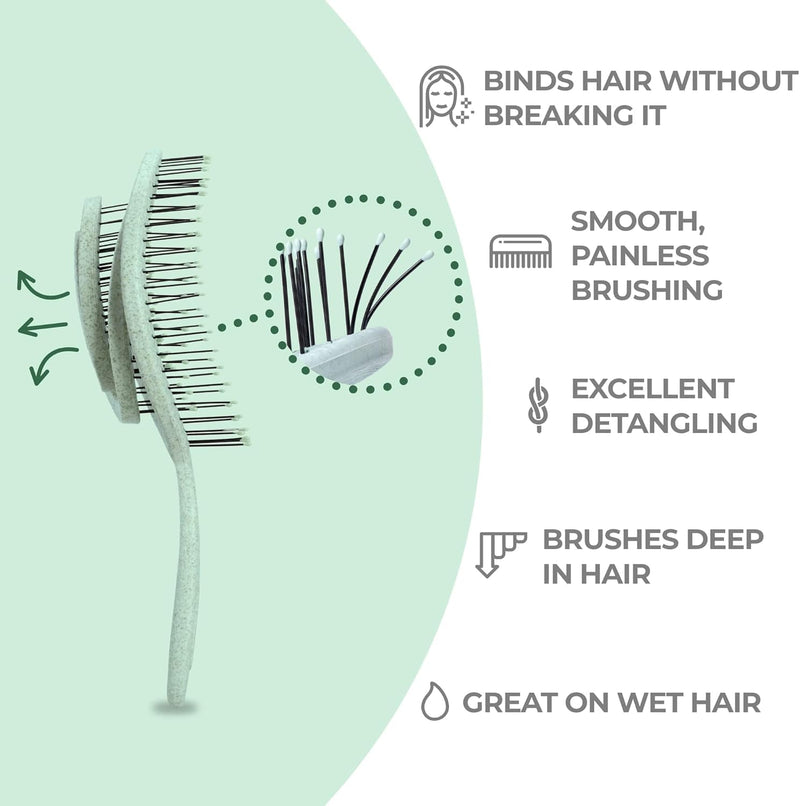 Ninabella Organic Detangling Hair Brush for Women, Men & Children - Does not Pull on Hair - Hair Straightening Brushes for Straight, Curly & Wet Hair - Unique Spiral Hairbrush, Rose Gold