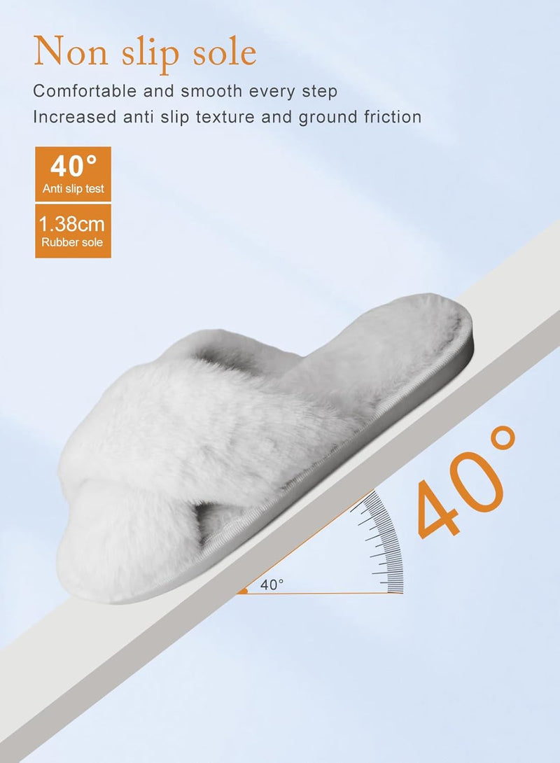 URbazaar Women‘s House Slippers Faux Fur Fashion Warm Shoes Woman Slippers Comfortable Home Furry Slippers,Lightweight Non Slip House Slippers For Cozy Indoor Outdoor