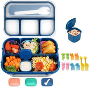 Bento Lunch Box Kids, Lunch Containers Adults With 4 Compartments, Lunch Container for Adults/Kids with forks, Food container 1300ML leak proof, Microwave & Freezer Safe,BPA Free (Green) - Blue