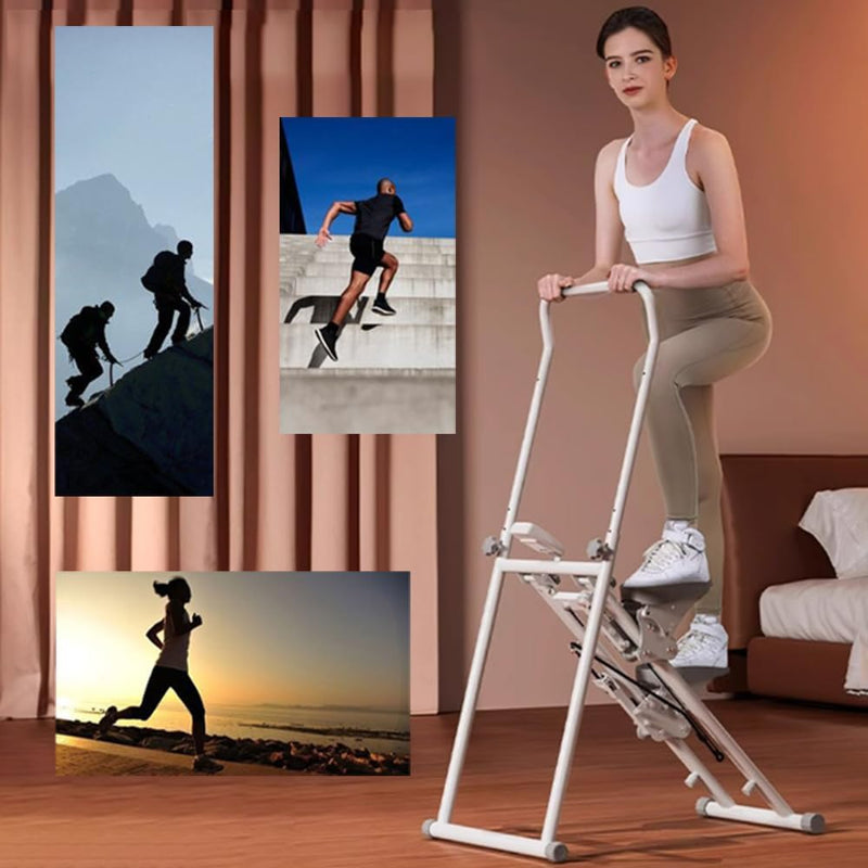 Stair ClimberFoldable Step MachineHeight Adjustable Stepper with LCD Display and HandlebarVertical Climbing Cardio Exercise Machine for Home and Office Exercises