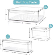 Yoawllty 10 Pack Fridge Organizers and Storage, Stackable Refrigerator Pantry Organizer Bins with Lids, Clear Plastic Food Storage Bins for Kitchen, Fridge Organizer
