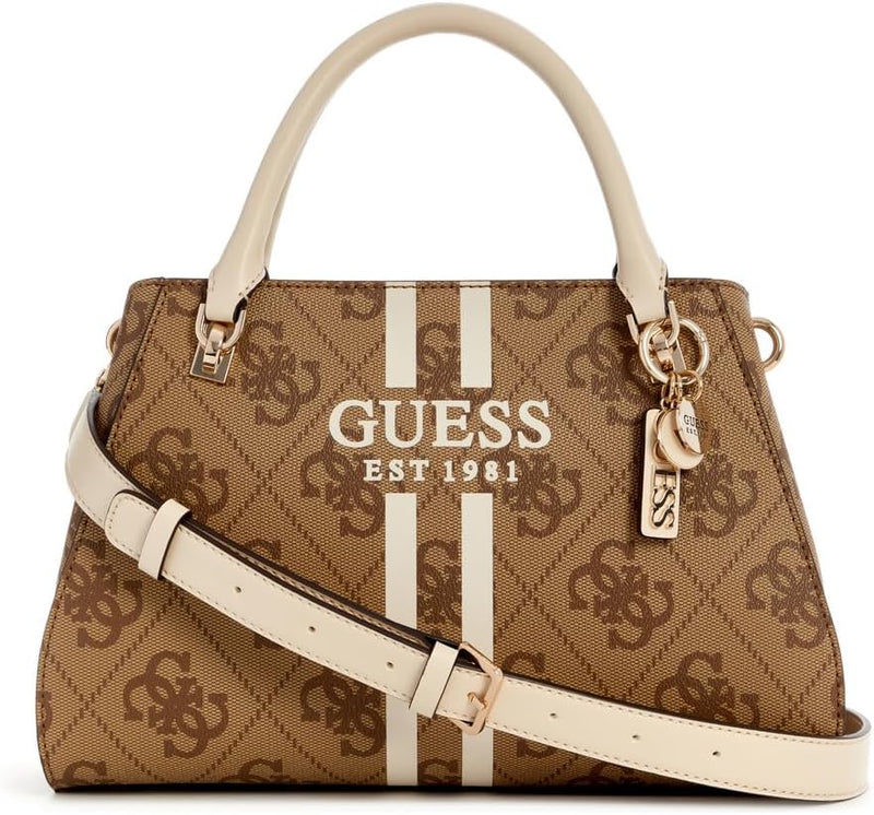 Womens Noelle Luxury Satchel Handbag - Latte Logo