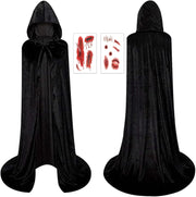 Halloween Costumes for Men Women Kids, Halloween Hooded Cloak Cape With Tattoo Sticker, Halloween Adult Grim Reaper Costume Witch Capes - black