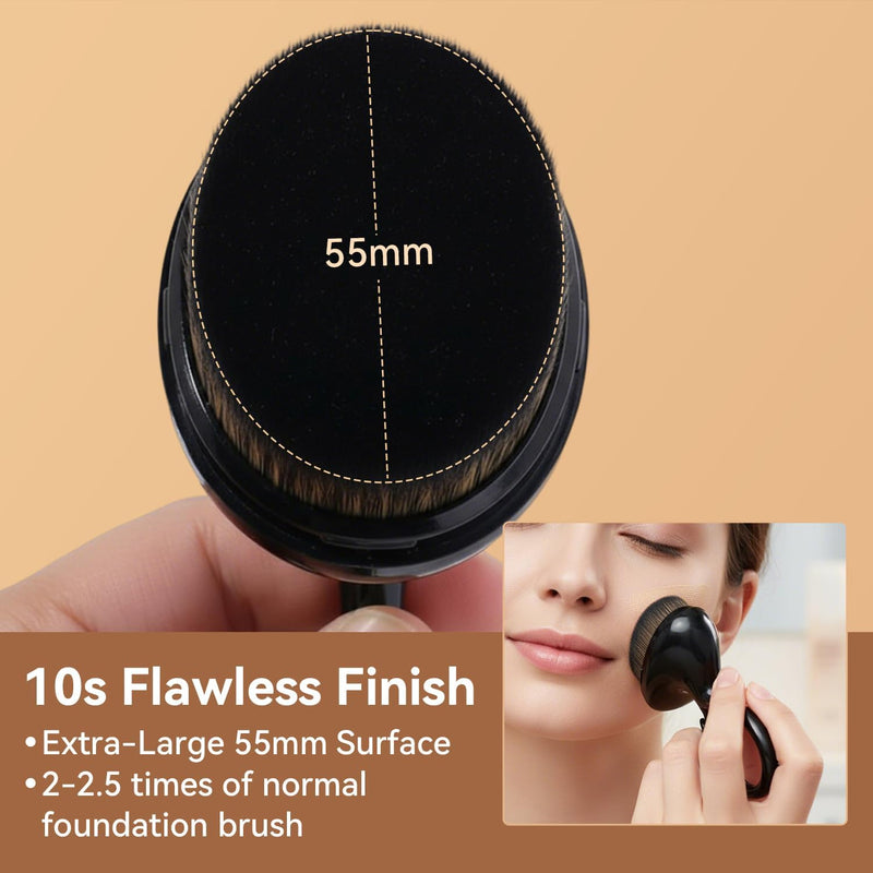 Foundation Brush for Liquid Makeup, Self Tanner Applicator Tanning Brush with Swan-shap Handle and Case, Body Makeup Brush Kabuki Brush for Smooth Application & Even Coverage (Black)