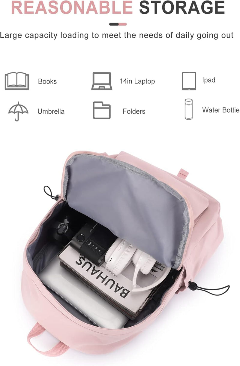 VECAVE Lightweight Casual Laptop Backpack Purse for Women,Travel Backpack with laptop compartment