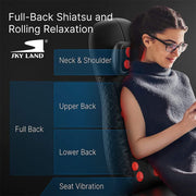 Neck & Back Massager with Heat, Shiatsu & Rolling Massage Chair Pad with Adjustable Neck Pillow, Vibration Seat & Spot Massage for Pain Relief & Relaxation Home & Office EM-5227