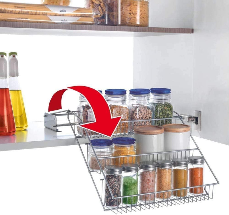 Pull Down Easy Access Cupboard Spice Rack V2 - White