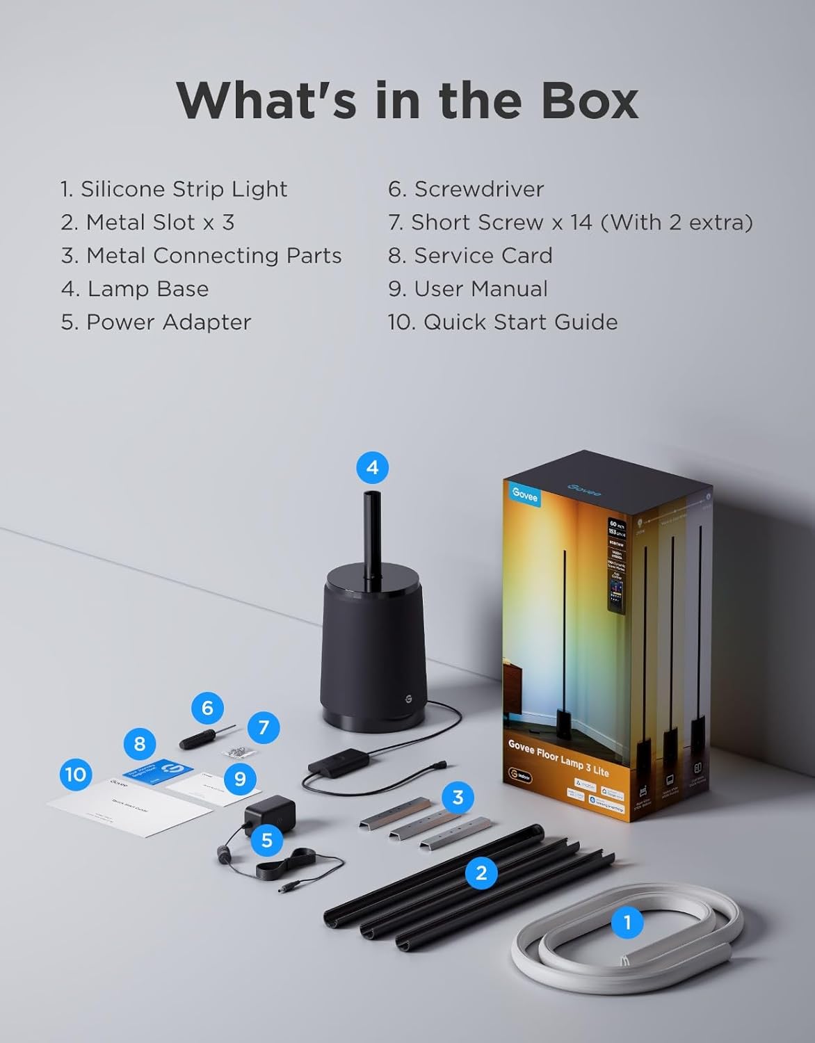 LED Floor Lamp 3 Lite RGBICWW, 1400lm Smart Standing Lamp 152cm 2700-6500K, 105+Scene, AI Bot 2.0, DIY, Music Sync, Work with Alexa Matter, Black, Corner Floor Lamp for Bedroom Living Room – image 8