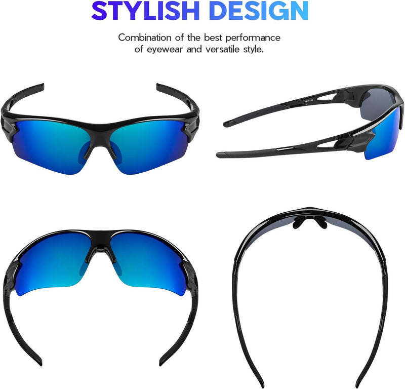 Polarized Sports Sunglasses for Men Women Youth Baseball Fishing Cycling Running Golf Motorcycle Tac Glasses UV400
