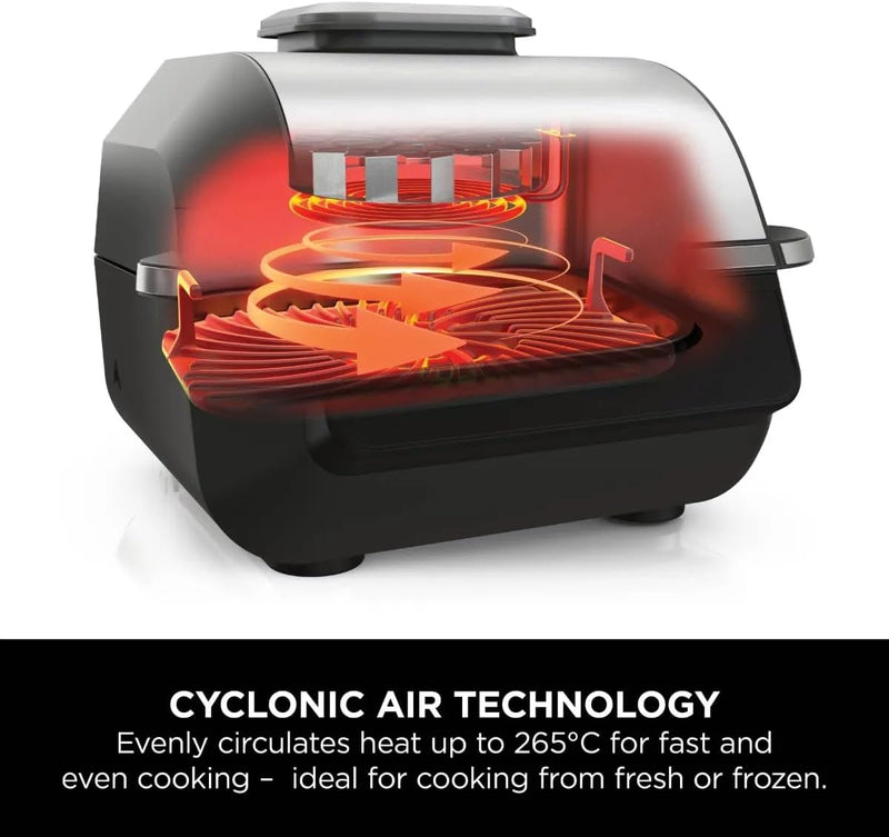 5-in-1 Indoor Grill & Air Fryer, 5 Cooking Functions, Make Up to 4 Burgers, 5.7L capacity, Low Smoke, Includes Digital Meat Thermometer, Black/Silver, EG351ME, 2 Years Warranty