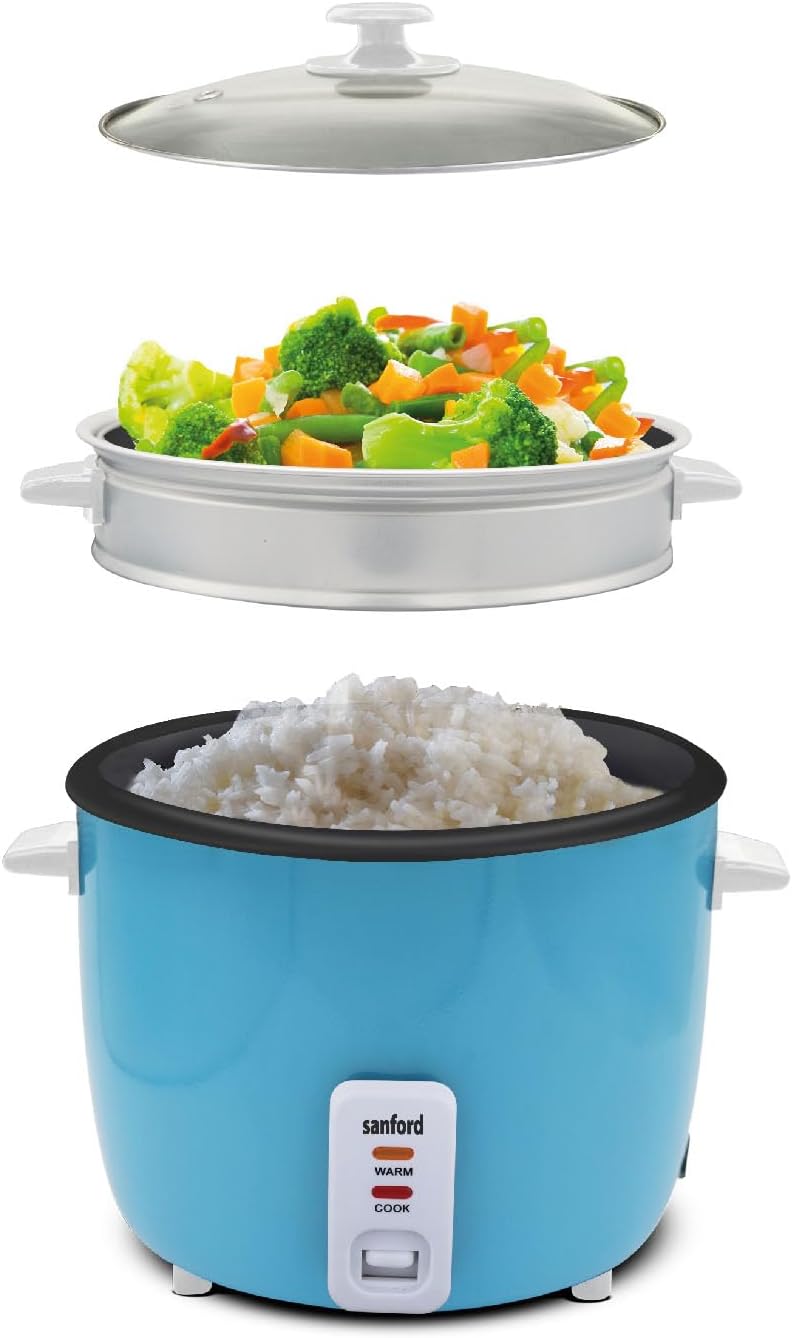 Sanford 1.5L Automatic Rice Cooker with Steamer & Keep Warm | 500W Power | Non-Stick Pot| (GREEN)