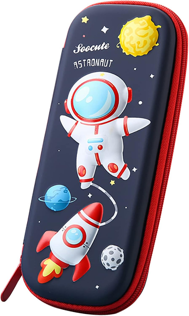 MCWTH Pencil Case for Kids Boys 3D Astronaut Large Capacity Waterproof Pencil Box with Compartments Cute Pen Pouch for Kindergarten and School (Black) - Astronaut1