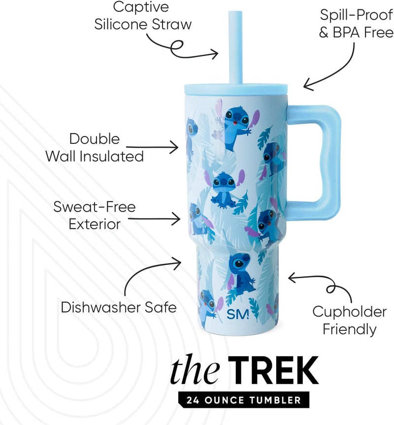 Simple Modern Kids 24 oz Tumbler with Handle and Silicone Straw Lid | Spill Proof and Leak Resistant | Reusable Stainless Steel Bottle | Gift for Kids Boys Girls | Trek Collection | Asteroid