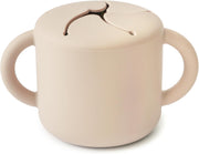 Silicone Baby Snack Cup with Handles - Easy-Grip Baby Cup with Soft Opening for On-the-Go Feeding, 400ml Spill-Proof Food-Grade Container for Baby Food & Snacks Cambridge Blue - Shifting Sand