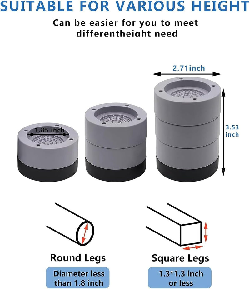 X spring Anti Vibration Pads, 4 Pcs Increased Shock Absorption Washing Machine Support, Noise Reduction Non-slip Foot Pads, Easy Cleaning Anti-Walk Protects Pedestals for Most Washing Machines