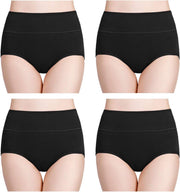 Women's Underpants High Waist Cotton Elastic Panties Postpartum Shorts Pack of 5 - Black