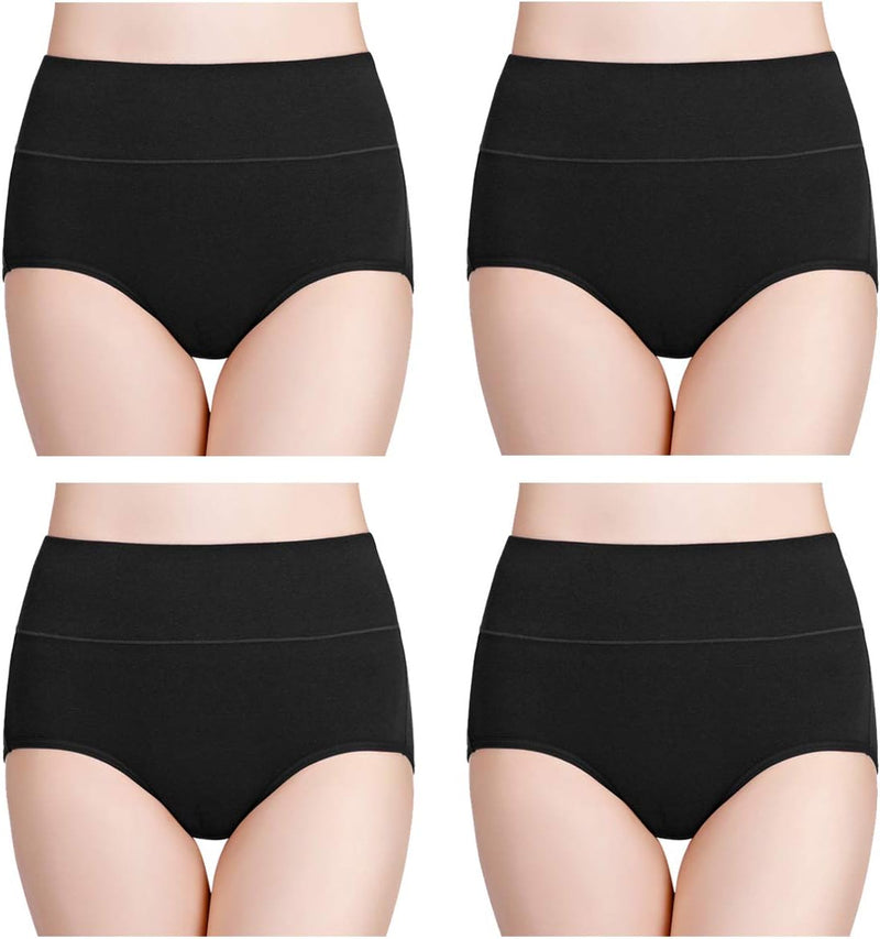 Women's Underpants High Waist Cotton Elastic Panties Postpartum Shorts Pack of 5 - Black