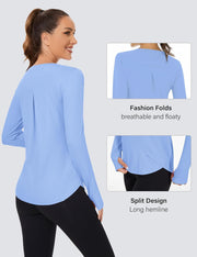 Rapbin Women's UPF 50+ Sun Protection T-Shirts Long Sleeve Boat Neck Workout Lightweight Quick Dry Top with Thumb Hole
