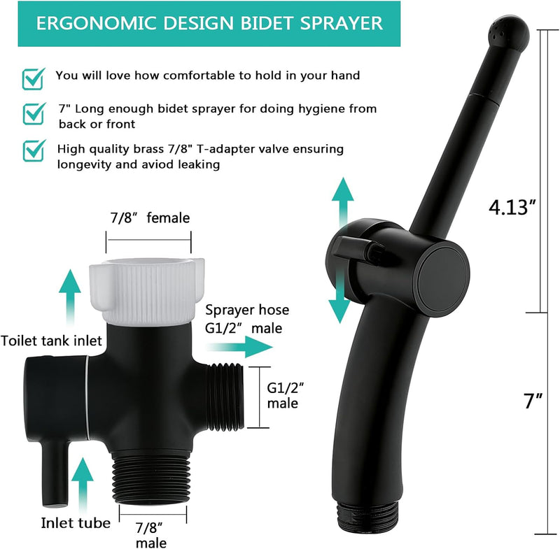 BARROCK All Metal Stainless Steel Hand Held Bidet Sprayer for Toilet, High Pressure Sprayer Head Brushed Gold