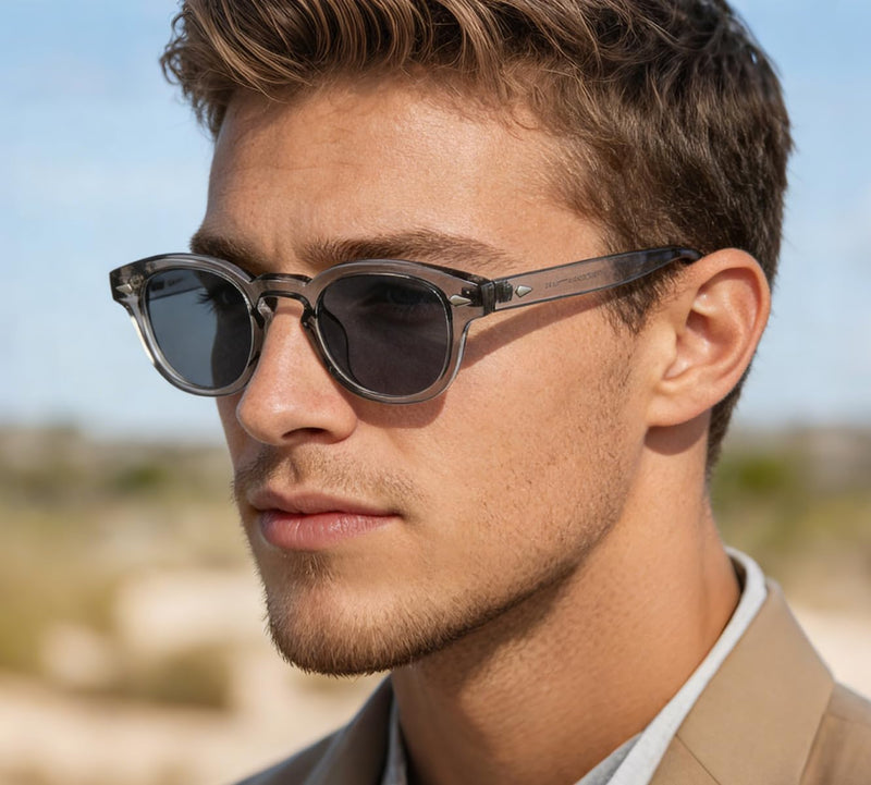 Unisex Vintage Retro Round Style Tinted Sunglasses For Men Women Fashion Circle Sun Glasses 46mm - C22 Crystal Gray Frame/Gray Lens