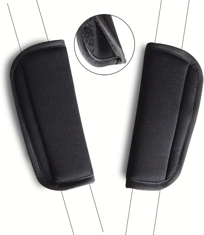 SeedFuture Baby Pushchair Seat Strap Covers with Velcro Black 2 Pack, Adjustable and Universal Pram Shoulder Seat Belt Cushion Pads for Children Kids Newborn, Stroller Accessories
